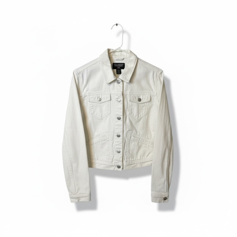Women’s Polo Ralph Lauren White Jean Button Up Jacket Chic LG